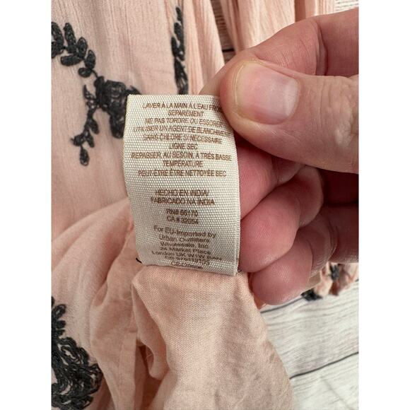 Free People Floral Embroidered Open Back Mini Dress Womens Medium Pink Gray - Picture 10 of 12